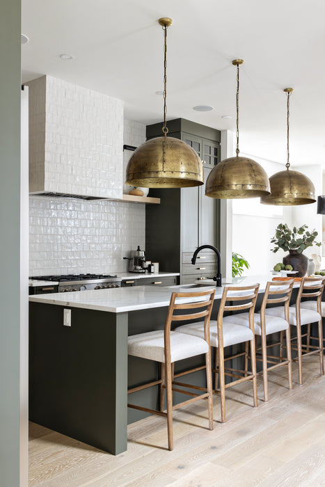 The classic ladderback counter stool smoked oak frames a squared cotton- and linen-blend seat shopkohendesign calgary furniture shop amy koehn calgary designer