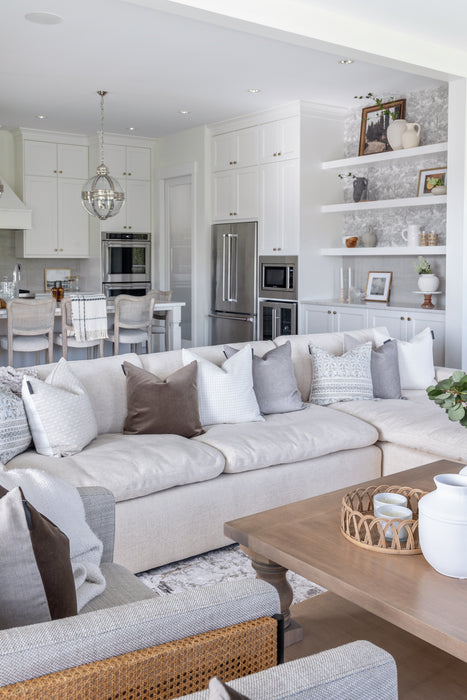 deep cozy cream feather filled square block arms sectional performance fabric amy koehn koehn design calgary designer calgary furniture shop