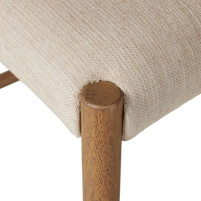 The classic ladderback counter stool smoked oak frames a squared cotton- and linen-blend seat shopkohendesign calgary furniture shop amy koehn calgary designer