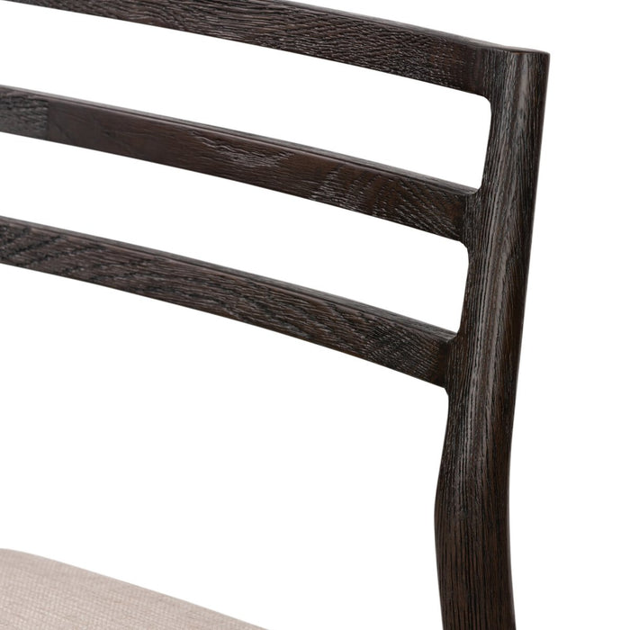 classic ladderback chair Carbon-finished oak frames a squared cotton- and linen-blend seat counter stool shopkohedesign calgary furniture shop amy koehn calgary designer