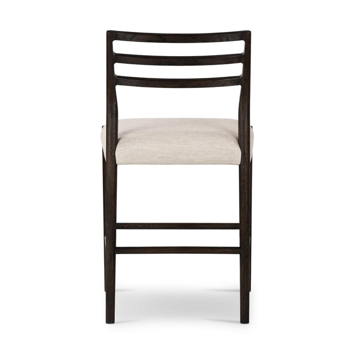 classic ladderback chair Carbon-finished oak frames a squared cotton- and linen-blend seat counter stool shopkohedesign calgary furniture shop amy koehn calgary designer