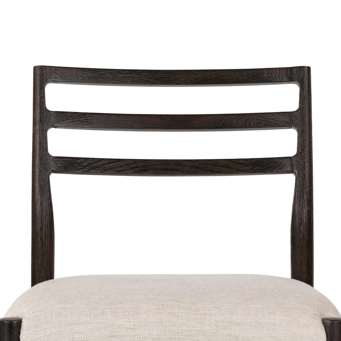 classic ladderback chair Carbon-finished oak frames a squared cotton- and linen-blend seat counter stool shopkohedesign calgary furniture shop amy koehn calgary designer
