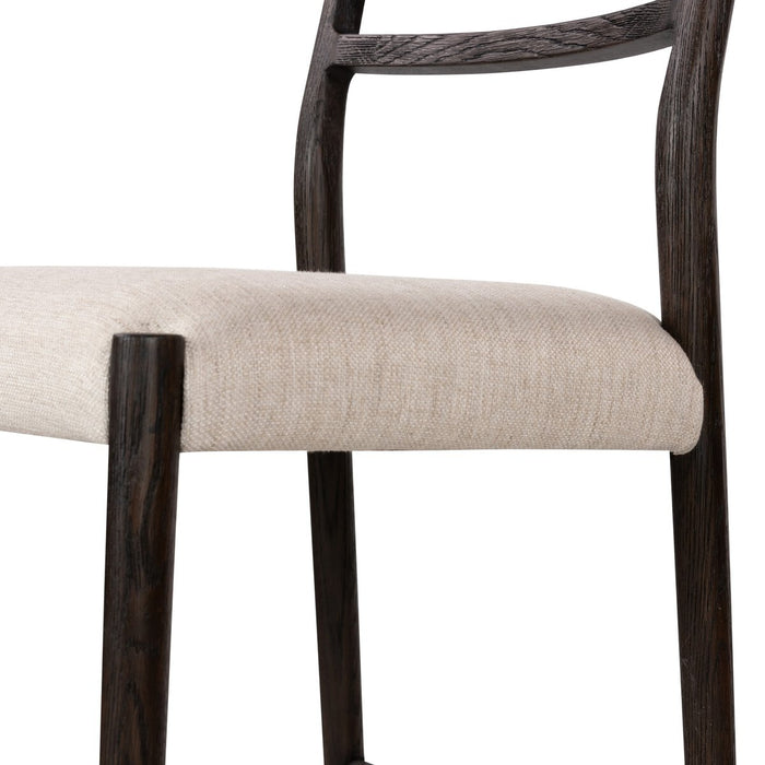 classic ladderback chair Carbon-finished oak frames a squared cotton- and linen-blend seat counter stool shopkohedesign calgary furniture shop amy koehn calgary designer