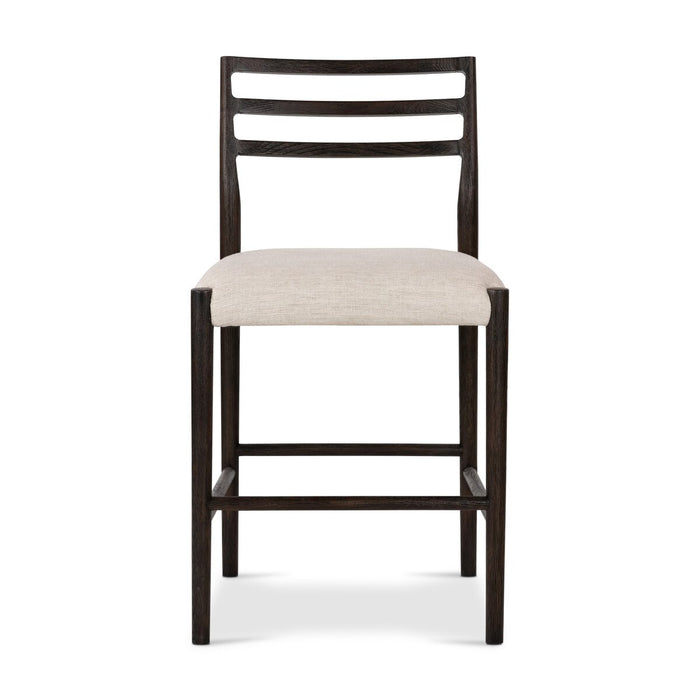 classic ladderback chair Carbon-finished oak frames a squared cotton- and linen-blend seat counter stool shopkohedesign calgary furniture shop amy koehn calgary designer