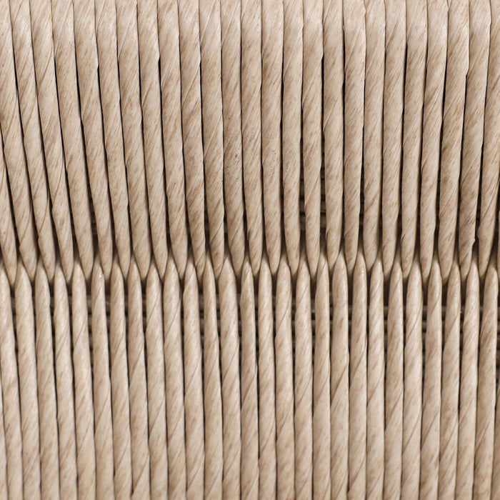 slim, tapered teak frames this woven all-weather wicker counter stool shopkoehndesign interior design calgary furniture shop amy koehn calgary designer