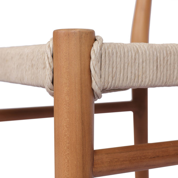 slim, tapered teak frames this woven all-weather wicker counter stool shopkoehndesign interior design calgary furniture shop amy koehn calgary designer