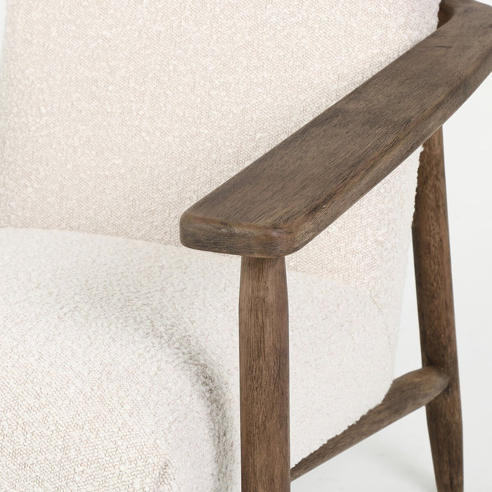 yycliving  yyclifestyle  wood accent  neutral club chair  Modern Design  Luxury Furniture  Lounge Chair  koehndesign  ivory boucle  ivory accent chair  interior design  furniture  cream club chair  calgary designer  angled arms  Accent Chair