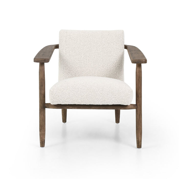 yycliving  yyclifestyle  wood accent  neutral club chair  Modern Design  Luxury Furniture  Lounge Chair  koehndesign  ivory boucle  ivory accent chair  interior design  furniture  cream club chair  calgary designer  angled arms  Accent Chair