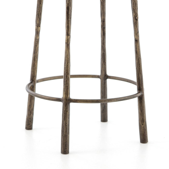 hammered brass legs and brass seat backless and armless counter stool shopkoehndesign amy koehn calgary designer