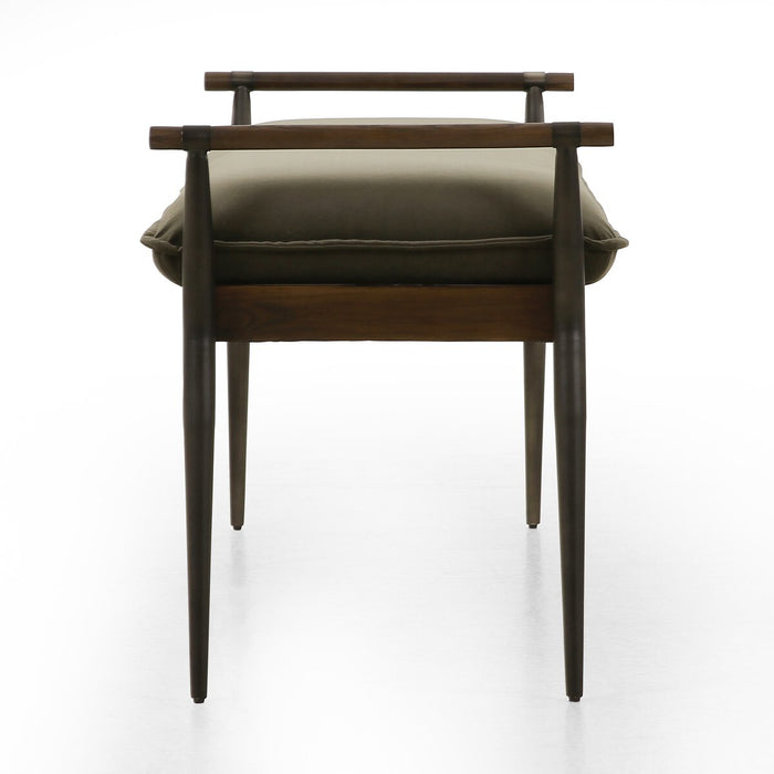 amy kohen  bench  bench seating  calgary  calgary furniture  calgary designer  calgary furniture shop  canada  casual comfort  clean lines  comfort  desginer  elegant  furniture  Green Velvet  interior design  iron frame  koehndesign  mid century design  modern  modern bench  Moss Green  shopkoehndesign  upholstery  Velvet  velvet accent bench  wood accent  yyclifestyle  yycliving