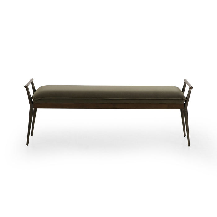 amy kohen  bench  bench seating  calgary  calgary furniture  calgary designer  calgary furniture shop  canada  casual comfort  clean lines  comfort  desginer  elegant  furniture  Green Velvet  interior design  iron frame  koehndesign  mid century design  modern  modern bench  Moss Green  shopkoehndesign  upholstery  Velvet  velvet accent bench  wood accent  yyclifestyle  yycliving
