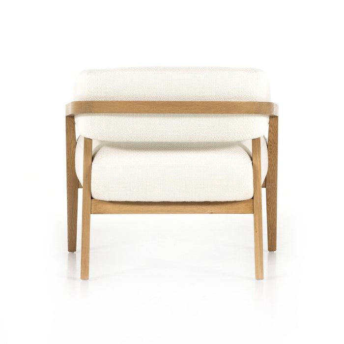cream club chair  calgary designer  angled arms  amy kohen  Accent Chair  furniture  interior design  ivory accent chair  koehndesign  Lounge Chair  Luxury Furniture  MCM Chair  neutral club chair  performance fabric  round edge  wood accent  yyclifestyle  yycliving