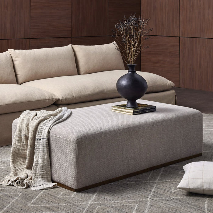 almond parawood  amy kohen  bench  calgary  calgary designer  calgary furniture  calgary furniture shop  canada  casual comfort  clean lines  comfort  cocktail ottoman  display ottoman  french style  interior design  ivory  koehndesign  large ottoman  Luxury Furniture  mid-century  minimalist  minimalist design  modern  modern bench  natural fabric  online furniture shop  performance fabric  restful  round edge  upholstery  wood base  yyclifestyle  yycliving