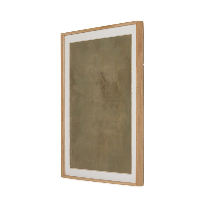 Framed Canvas  Aileen Fitzgerald  large artwork  Early Impressionism  green toned artwork  white oak frame  pin mounted  raw canvas  ethereal artwork  abstract artwork  calming  neutral tones  vertical orientation  calgary  amy kohen  calgary designer  koehndesign  interior design  shopkoehndesign  calgary furniture shop  calgary furniture  yycliving  yyclifestyle  clean lines  canada  modern