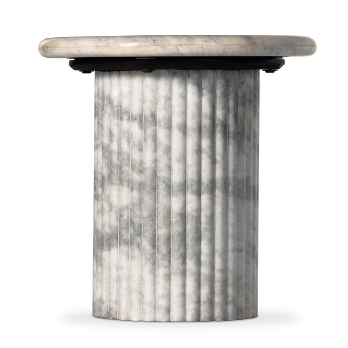 calgary designer  interior design  koehndesign  yyclifestyle  yycliving  round edge  round  round base  scalloped sides  scalloped white marble  scalloped  marble tabletop  marble  polished white marble  white marble  side table  amy kohen  shopkoehndesign  drink table  accent table  modern accent table  stone accent table  calgary  calgary furniture  calgary furniture shop