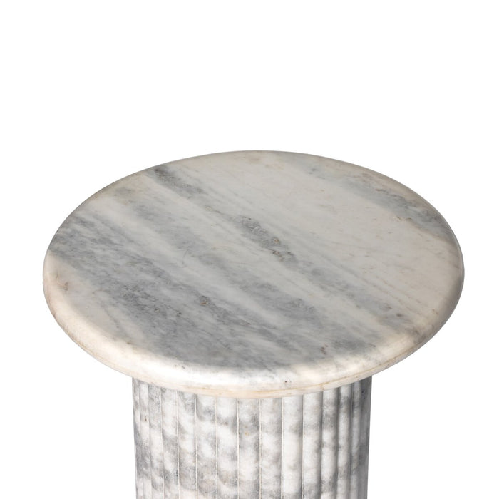 calgary designer  interior design  koehndesign  yyclifestyle  yycliving  round edge  round  round base  scalloped sides  scalloped white marble  scalloped  marble tabletop  marble  polished white marble  white marble  side table  amy kohen  shopkoehndesign  drink table  accent table  modern accent table  stone accent table  calgary  calgary furniture  calgary furniture shop