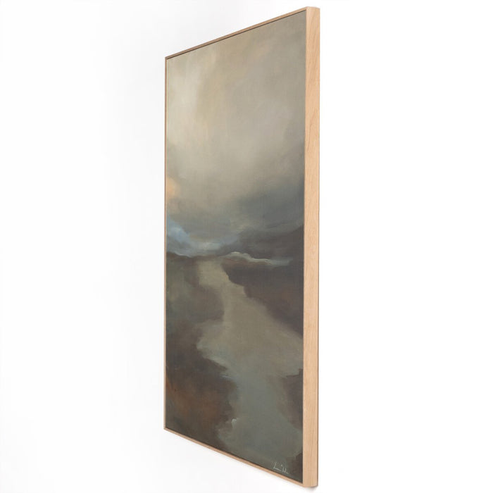 unique artwork  Lauren Fuhr  vertical orientation  Landscape artwork  peaceful landscape  Atmospheric Landscape  water and sky  neutral tones  interior design  koehndesign  calgary designer  amy kohen  calgary  matte canvas  white oak floater frame  yyclifestyle  yycliving  calgary furniture  calgary furniture shop  shopkoehndesign  canada  art  large artwork  calming