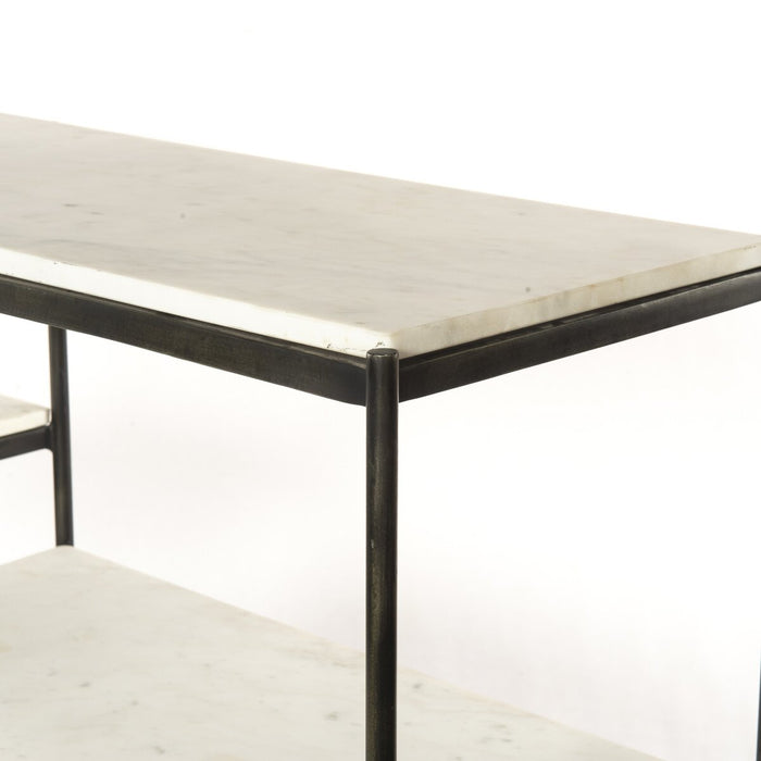 marble tabletop  marble  polished white marble  marble and iron  interior design  koehndesign  calgary designer  amy kohen  calgary  iron console with stone  mid century design  mid-century  mixed material  open storage  multi-level storage  Modern Design  modern  modern console  shopkoehndesign  calgary furniture shop  calgary furniture  yycliving  yyclifestyle  online furniture shop  clean lines  furniture  canada  minimalist  Luxury Furniture