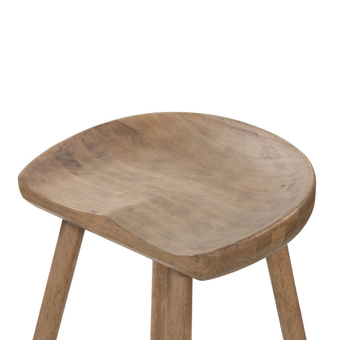 armless and backless sculpted seat parawood with black metal footrest natural solid wood stool shopkoehndesign calgary furniture shop amy koehn calgary designer