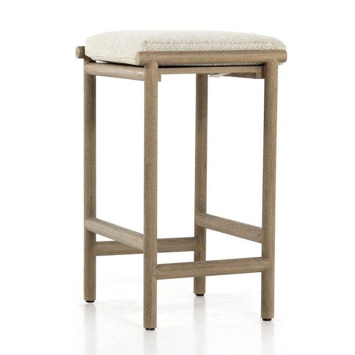 indoor outdoor teal frame armless counter stool removable cushions shopkohendesign calgary furniture shop amy koehn calgary designer