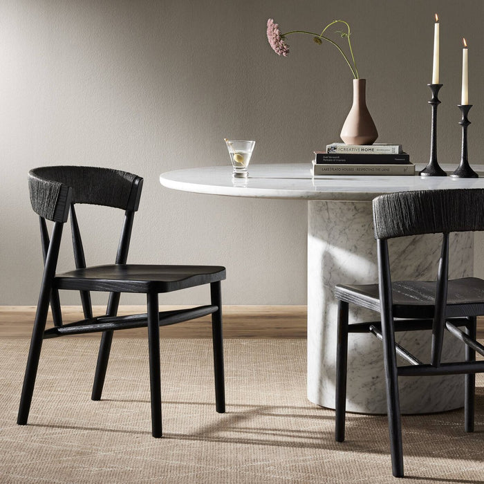 Dining Chair  modern dining  dining  wood frame  wood grain  solid wood  solid oak  black oak  black rush  mixed material  interior design  koehndesign  calgary designer  amy kohen  calgary  shopkoehndesign  calgary furniture shop  calgary furniture  yycliving  yyclifestyle  Modern Design  clean lines  modern  furniture  canada  minimalist  online furniture shop  Luxury Furniture  casual comfort  black dining chair  oak dining chair