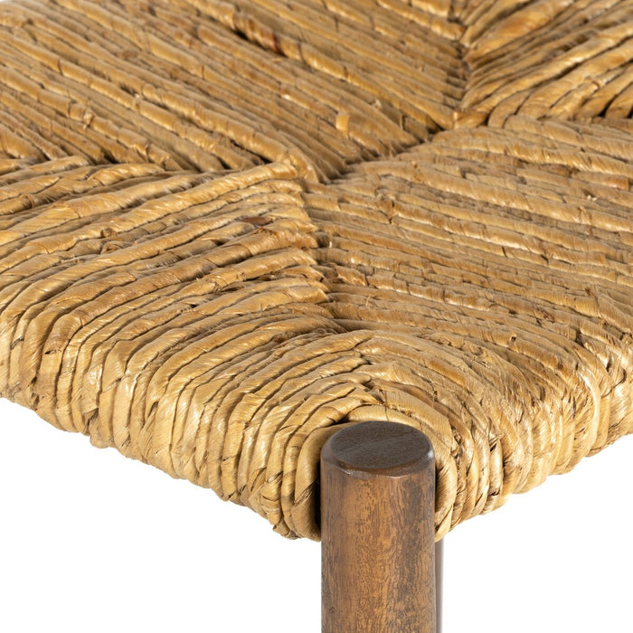 solid mango forms a clean, angular frame for a woven banana leaf seat counter stool shopkoehndesign calgary furniture shop amy koehn calgary designer