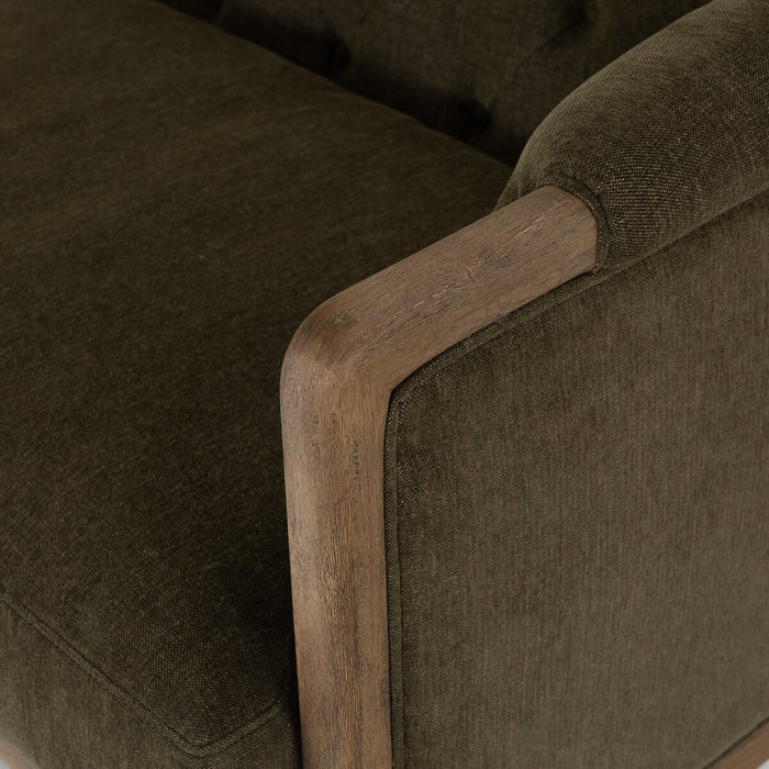 parisian olive green tufted sofa amy kohen calgary designer