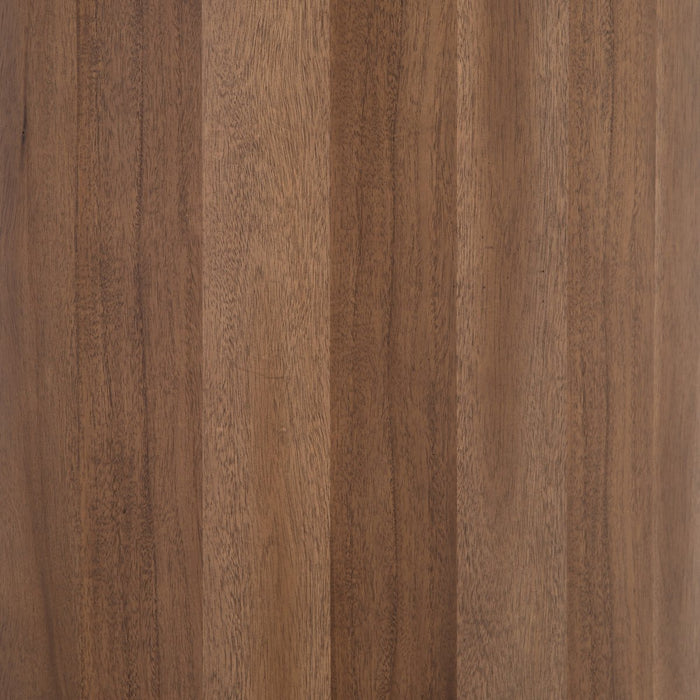 Finished in a rich caramel brown, acacia forms a pill-inspired shape to nod Eighties-era design. Half-cylinder bases feature open interior shelving, with two top pencil drawers to keep supplies handy desk shopkoehndesign calgayr furniture shop amy koehn calgry designer