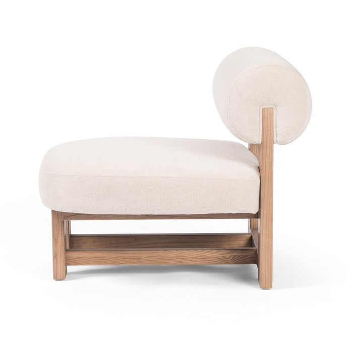 Luxury Furniture  interior design  koehndesign  Accent Chair  calgary designer  furniture  ivory accent chair  ivory boucle  Lounge Chair  MCM Chair  Modern Design  performance fabric  round edge  wood accent  yyclifestyle  yycliving