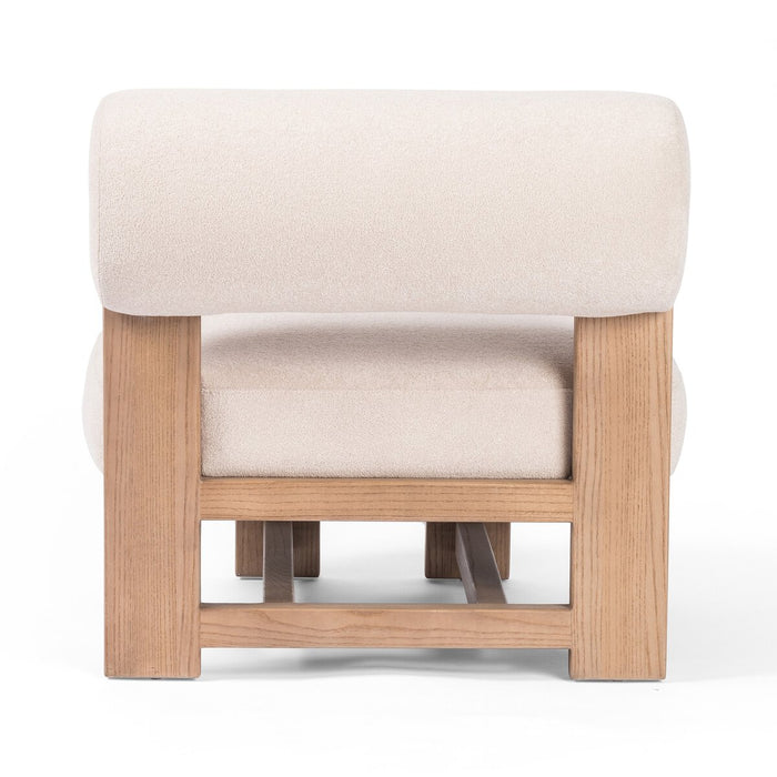 Luxury Furniture  interior design  koehndesign  Accent Chair  calgary designer  furniture  ivory accent chair  ivory boucle  Lounge Chair  MCM Chair  Modern Design  performance fabric  round edge  wood accent  yyclifestyle  yycliving
