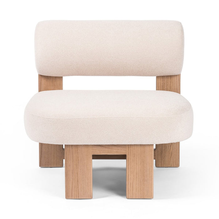 Luxury Furniture  interior design  koehndesign  Accent Chair  calgary designer  furniture  ivory accent chair  ivory boucle  Lounge Chair  MCM Chair  Modern Design  performance fabric  round edge  wood accent  yyclifestyle  yycliving