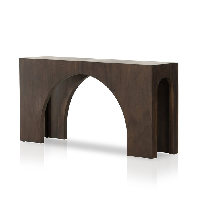 console table  interior design  koehndesign  calgary designer  amy kohen  calgary  yyclifestyle  yycliving  calgary furniture  calgary furniture shop  shopkoehndesign  accent table  angled corners  angular frame  canada  clean lines  drink table  elegant  furniture  Luxury Furniture  mid century design  mid-century  minimalist  minimalist design  modern accent table  modern  online furniture shop  round edge  wood base  wood frame  wood grain  smoked guanacaste  dark wood table  arched detail  Modern Design