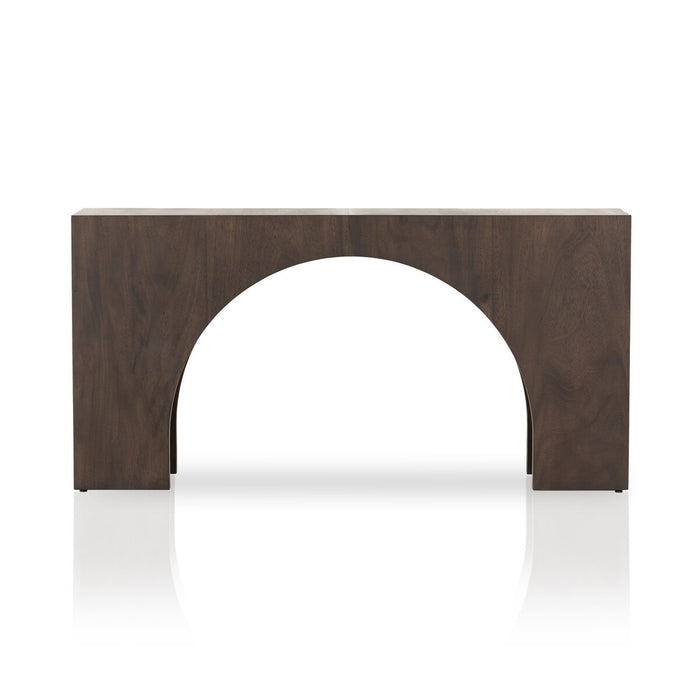 console table  interior design  koehndesign  calgary designer  amy kohen  calgary  yyclifestyle  yycliving  calgary furniture  calgary furniture shop  shopkoehndesign  accent table  angled corners  angular frame  canada  clean lines  drink table  elegant  furniture  Luxury Furniture  mid century design  mid-century  minimalist  minimalist design  modern accent table  modern  online furniture shop  round edge  wood base  wood frame  wood grain  smoked guanacaste  dark wood table  arched detail  Modern Design