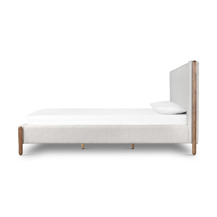 king bed  performance fabric  knoll sand  boucle upholstery  boucle  channel upholstery  mid century design  mid-century  vintage inspired  round edge  wood base  wood frame  wood accent  parawood  calgary  amy kohen  calgary designer  koehndesign  interior design  shopkoehndesign  calgary furniture shop  calgary furniture  yycliving  yyclifestyle  Modern Design  clean lines  furniture  modern  canada  elegant  minimalist  casual comfort  Luxury Furniture  online furniture shop