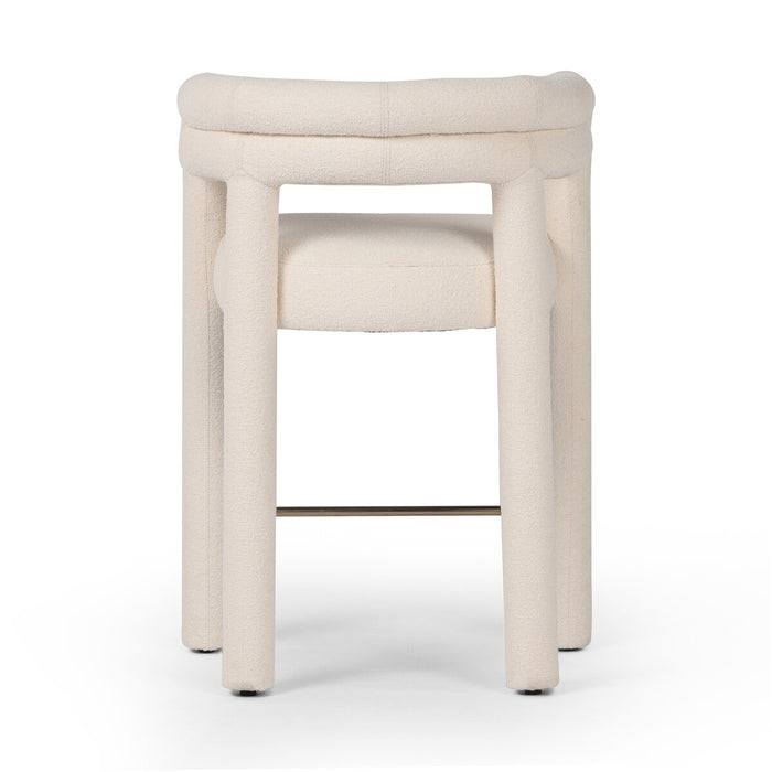 tubular shaping fully upholstered boucle performance fabric counter stool shopkoehndesign calgary design furniture shop amy koehn calgary designer