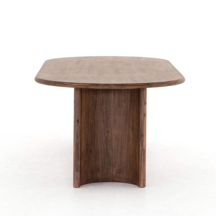 acacia dining table  acacia  solid wood  dining table  interior design  calgary designer  koehndesign  yyclifestyle  yycliving  art deco  calgary  calgary furniture shop  calgary furniture  canada  casual comfort  clean lines  dark wood table  furniture  mid century design  retro  round  round edge  shopkoehndesign
