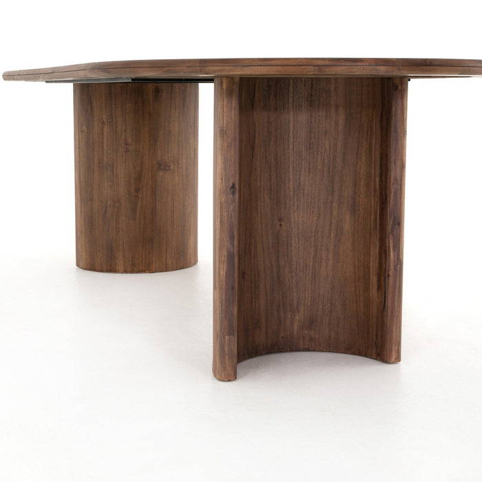 acacia dining table  acacia  solid wood  dining table  interior design  calgary designer  koehndesign  yyclifestyle  yycliving  art deco  calgary  calgary furniture shop  calgary furniture  canada  casual comfort  clean lines  dark wood table  furniture  mid century design  retro  round  round edge  shopkoehndesign
