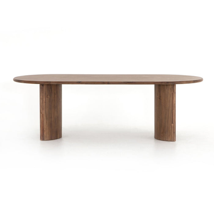 acacia dining table  acacia  solid wood  dining table  interior design  calgary designer  koehndesign  yyclifestyle  yycliving  art deco  calgary  calgary furniture shop  calgary furniture  canada  casual comfort  clean lines  dark wood table  furniture  mid century design  retro  round  round edge  shopkoehndesign