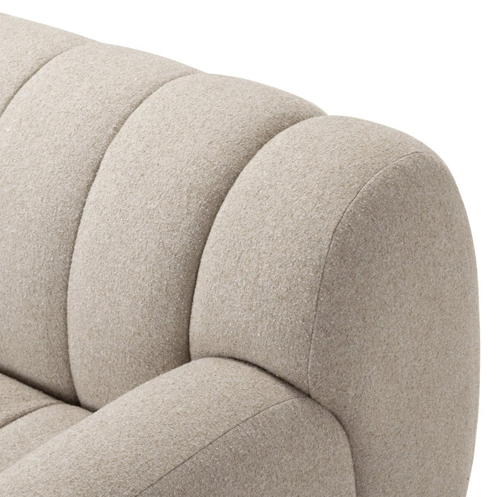 plush sofa wide channeling cream ivory tweed fabric cloud like sofa amy koehn calgary designer calgary furniture shop