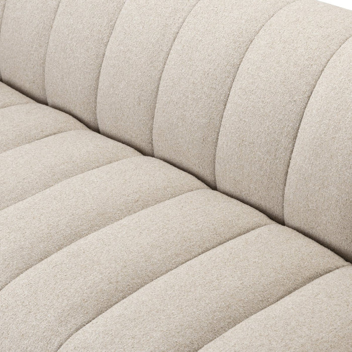 plush sofa wide channeling cream ivory tweed fabric cloud like sofa amy koehn calgary designer calgary furniture shop