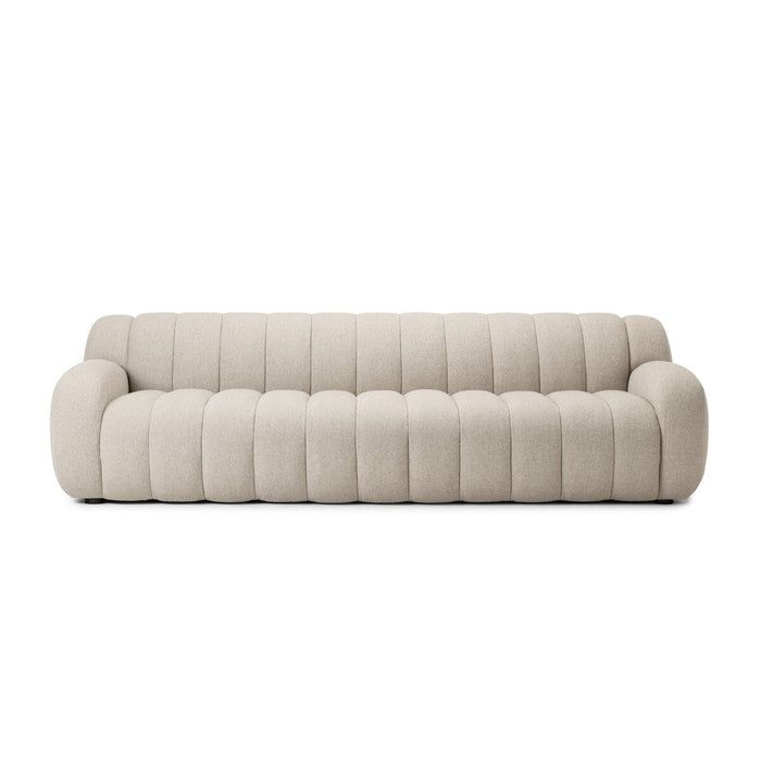plush sofa wide channeling cream ivory tweed fabric cloud like sofa amy koehn calgary designer calgary furniture shop