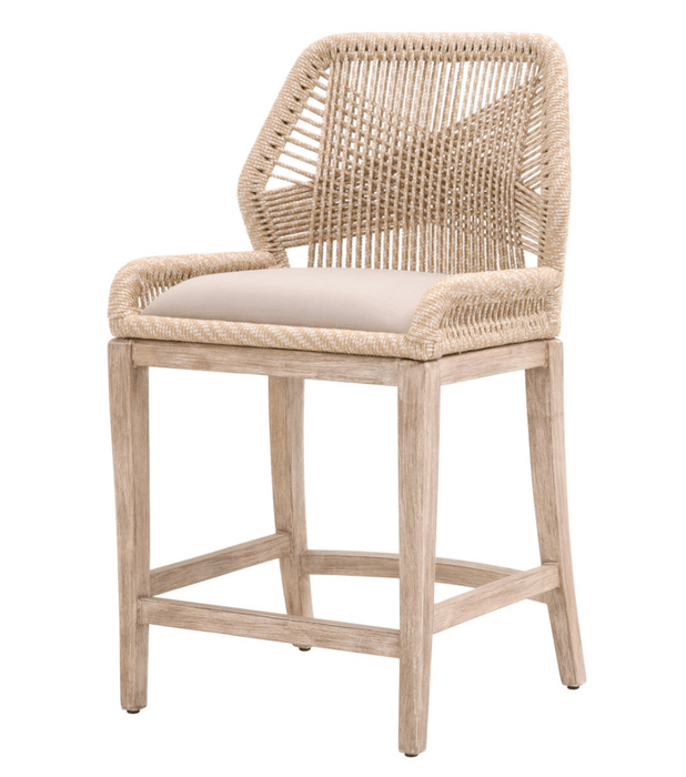 mahogany wood frame with intricate rope weave design and fixed upholstered seat cream linen cushion shopkohendesign interior design calgary online furniture shop amy koehn