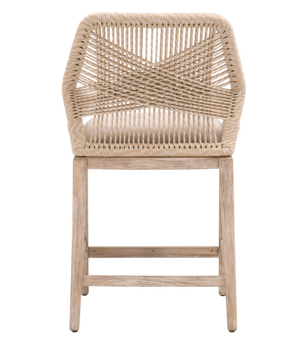 mahogany wood frame with intricate rope weave design and fixed upholstered seat cream linen cushion shopkohendesign interior design calgary online furniture shop amy koehn