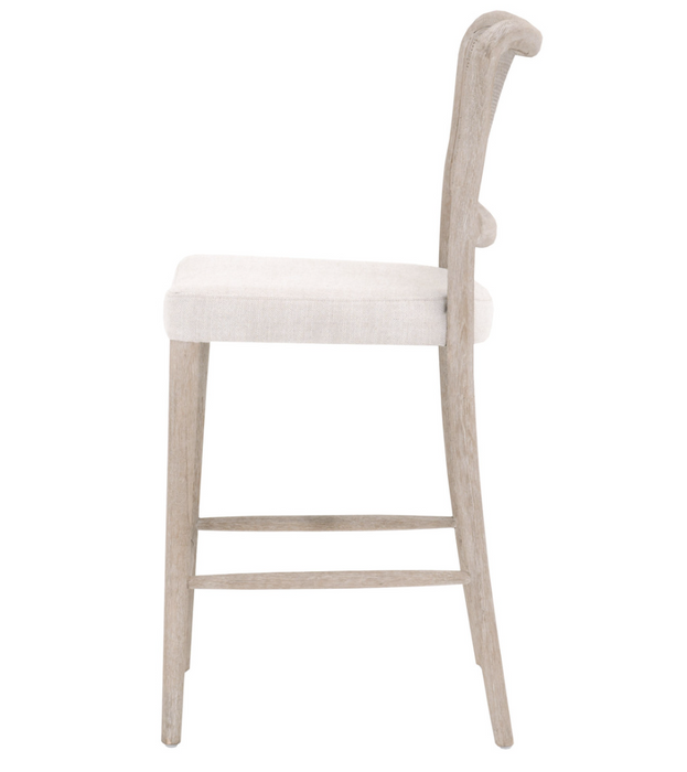natural oak with cane inlay back and cream linen blend seat counter stool shopkoehndesign interior design calgary online furniture shop amy koehn