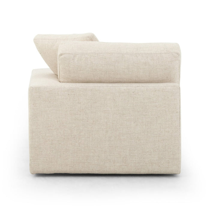 deep cozy cream feather filled square block arms sectional performance fabric amy koehn koehn design calgary designer calgary furniture shop