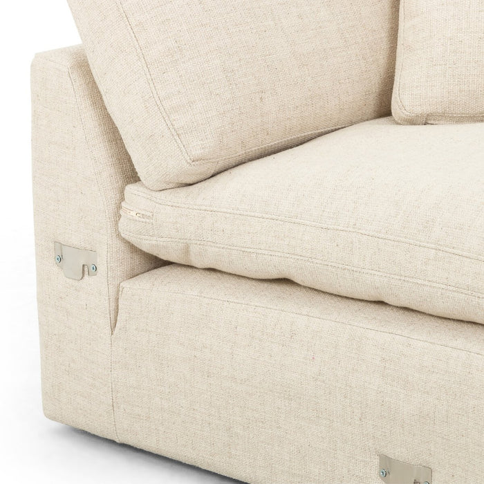 deep cozy cream feather filled square block arms sectional performance fabric amy koehn koehn design calgary designer calgary furniture shop