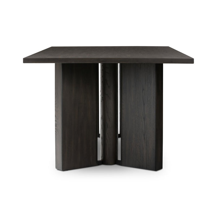 oak dining table  oak table  black oak  solid oak  yycliving  yyclifestyle  koehndesign  calgary designer  interior design  amy kohen  calgary  calgary furniture  calgary furniture shop  canada  clean lines  dark wood table  dining table  elegant  Luxury Furniture  minimalist  modern  online furniture shop  shopkoehndesign  square edges  wood grain