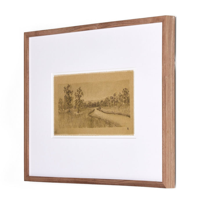 Trees and Water artwork  tree artwork  unique artwork  Landscape artwork  ethereal artwork  art  Aileen Fitzgerald  raw canvas  interior design  koehndesign  calgary designer  amy kohen  calgary  rustic walnut frame  acrylic glazing  shopkoehndesign  calgary furniture shop  calgary furniture  yycliving  yyclifestyle  vintage inspired  Atmospheric Landscape  peaceful landscape  horizontal artwork