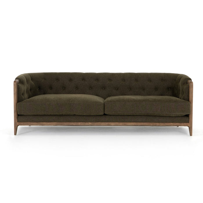 parisian olive green tufted sofa amy kohen calgary designer