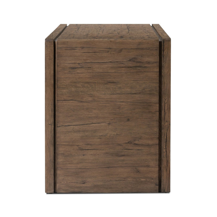 solid reclaimed oak three drawer office desk rustic grey wood furniture shopkoehndesign calgary furniture shop amy koehn calgary designer